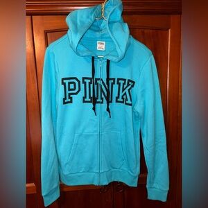 PINK Victoria's Secret Blue Zip-Up Jacket with Hood NWOT